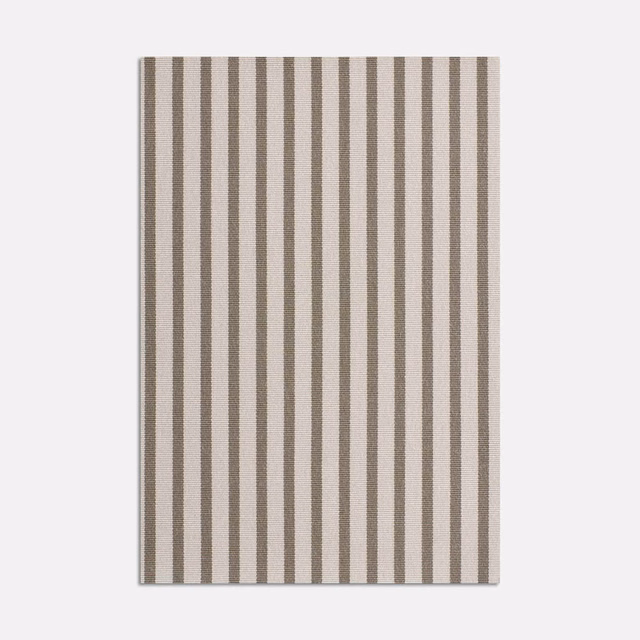 Warm taupe and stone vertical stripes in a lightly textured woven swatch