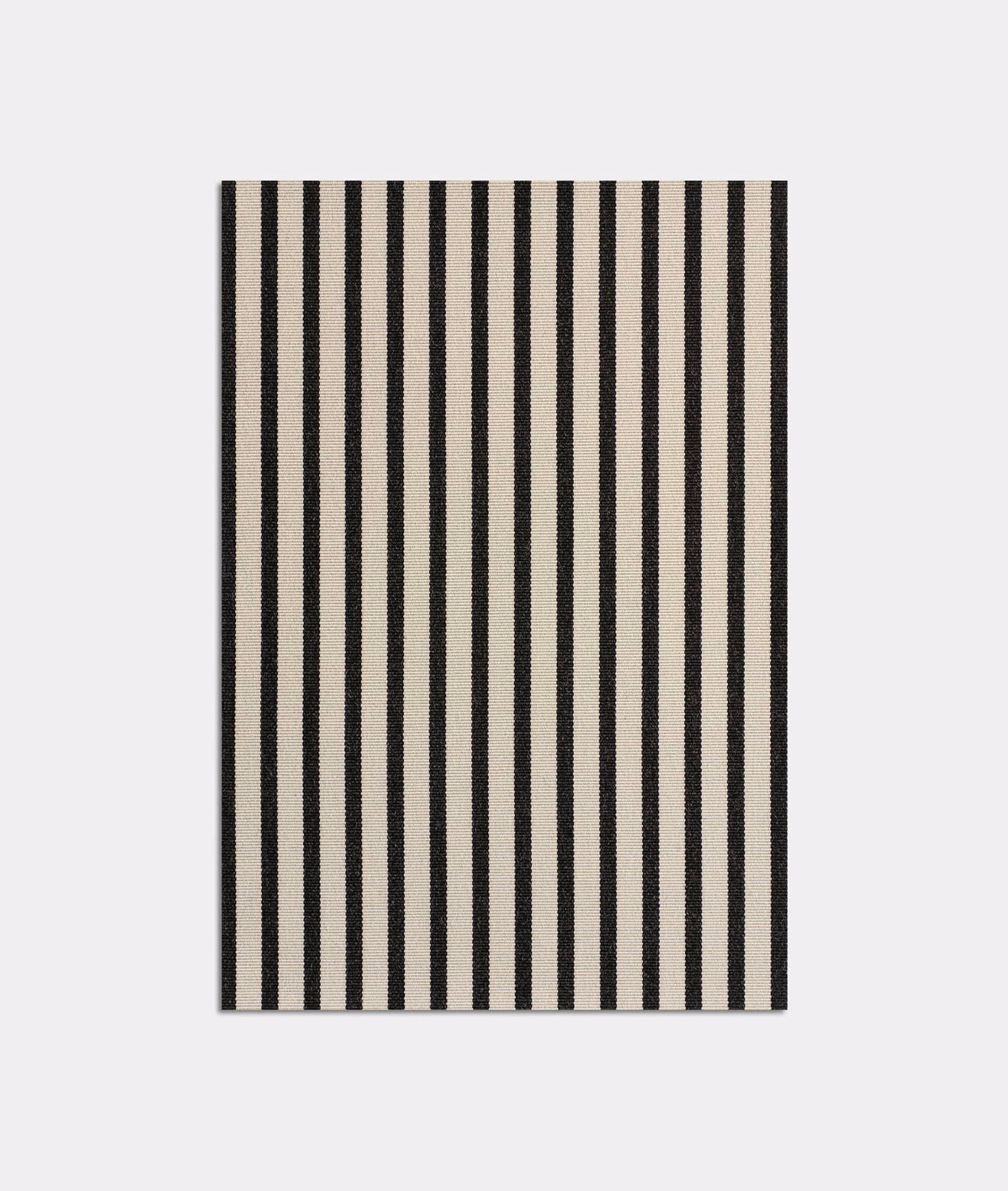Black and warm ivory vertical stripes in a finely textured jacquard weave