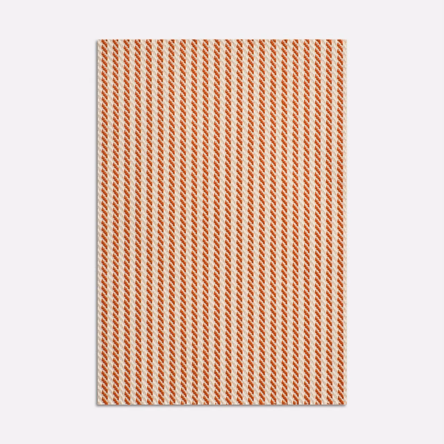 Burnt clementine and cream jacquard with narrow vertical zigzag stripes
