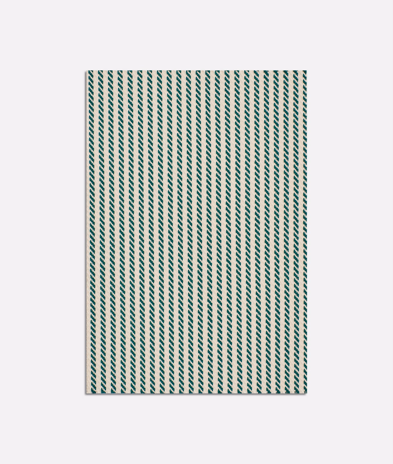 Forest-green and ivory vertical chevron jacquard with a crisp, finely repeated texture