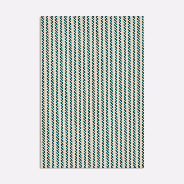 Forest-green and ivory vertical chevron jacquard with a crisp, finely repeated texture