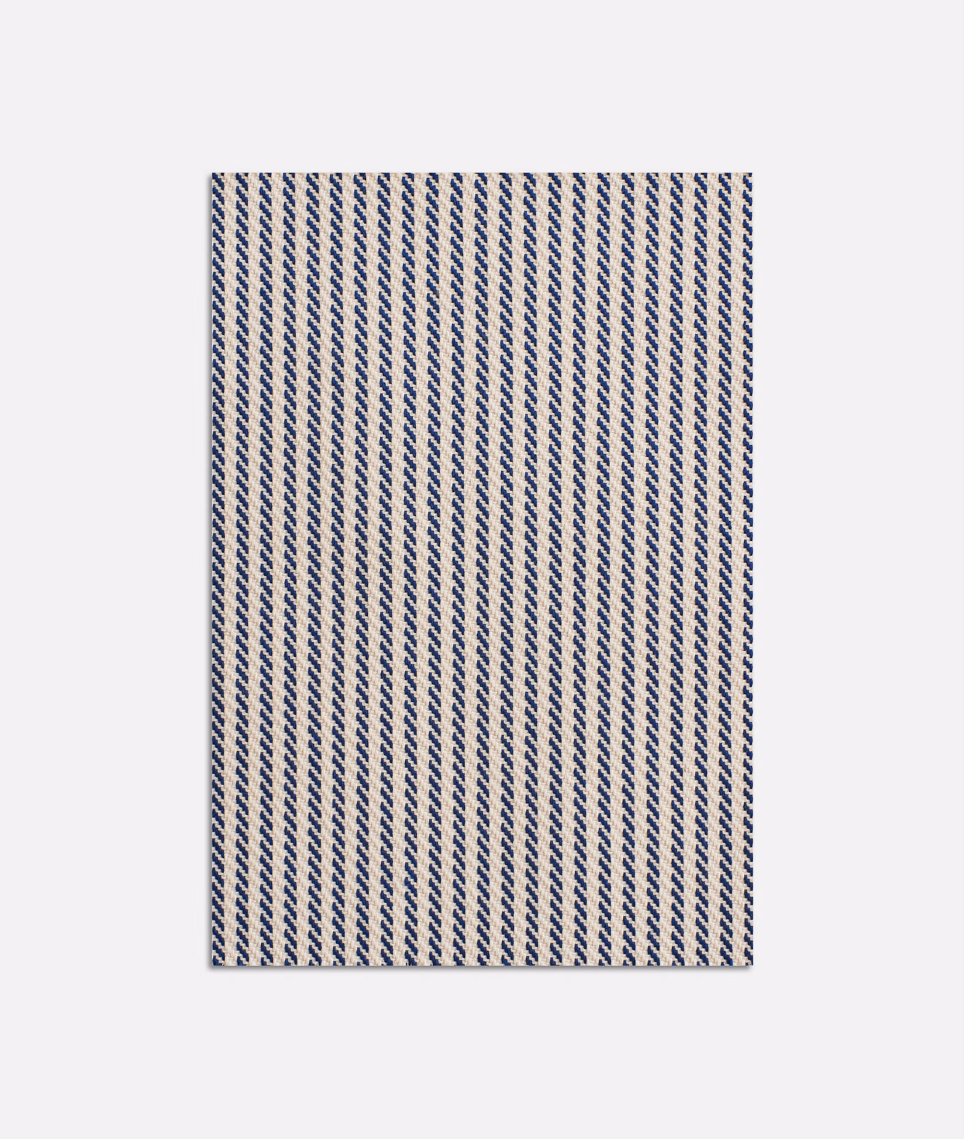 Deep navy jacquard with fine cream zigzag stripes in vertical rows