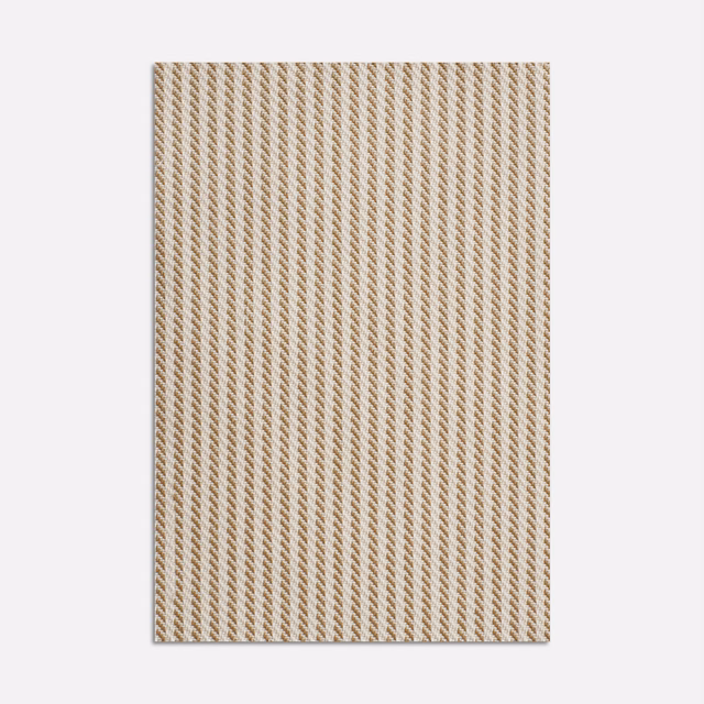 Warm beige and cream jacquard with tightly repeated vertical chevron stripes