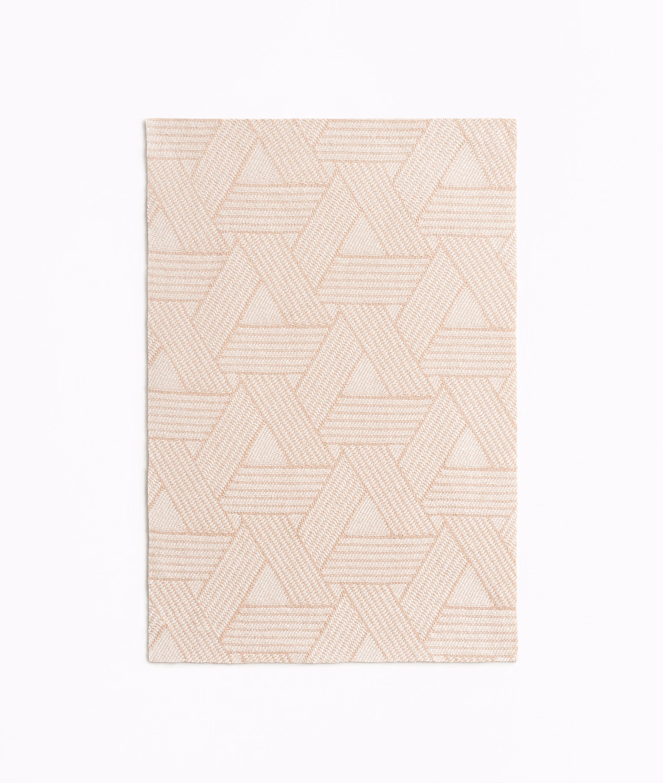 Pale nude-beige jacquard with interlocking triangles and fine horizontal woven lines