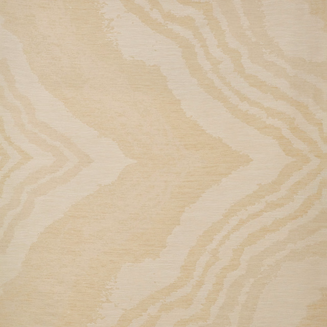 Pale ivory jacquard with warm beige flowing zigzag bands and tactile weave