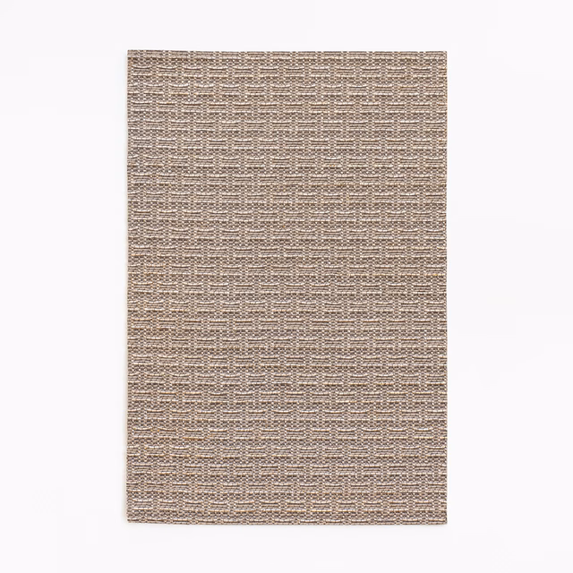 Soft taupe-beige jacquard swatch with fine horizontal motifs and dense textured weave