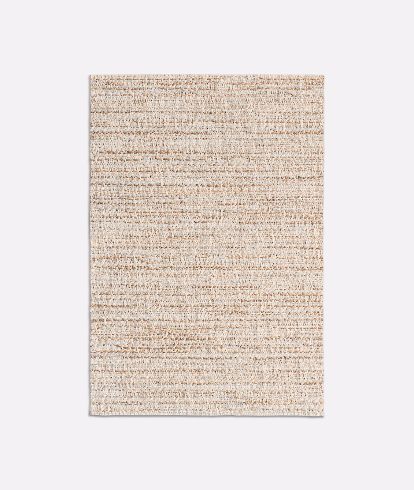 Warm natural beige jacquard swatch with irregular horizontal ridges and ivory flecks