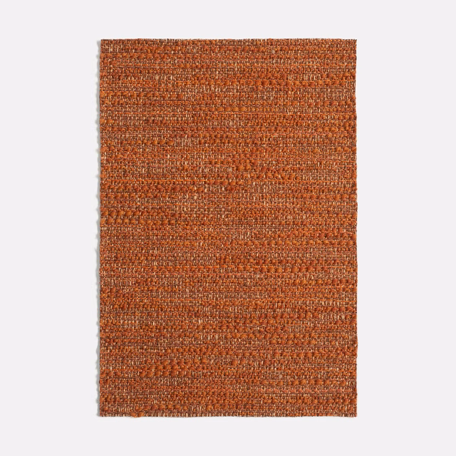 Rectangular Vézac Paprika swatch showing dense rust-red weave with copper and dark flecks
