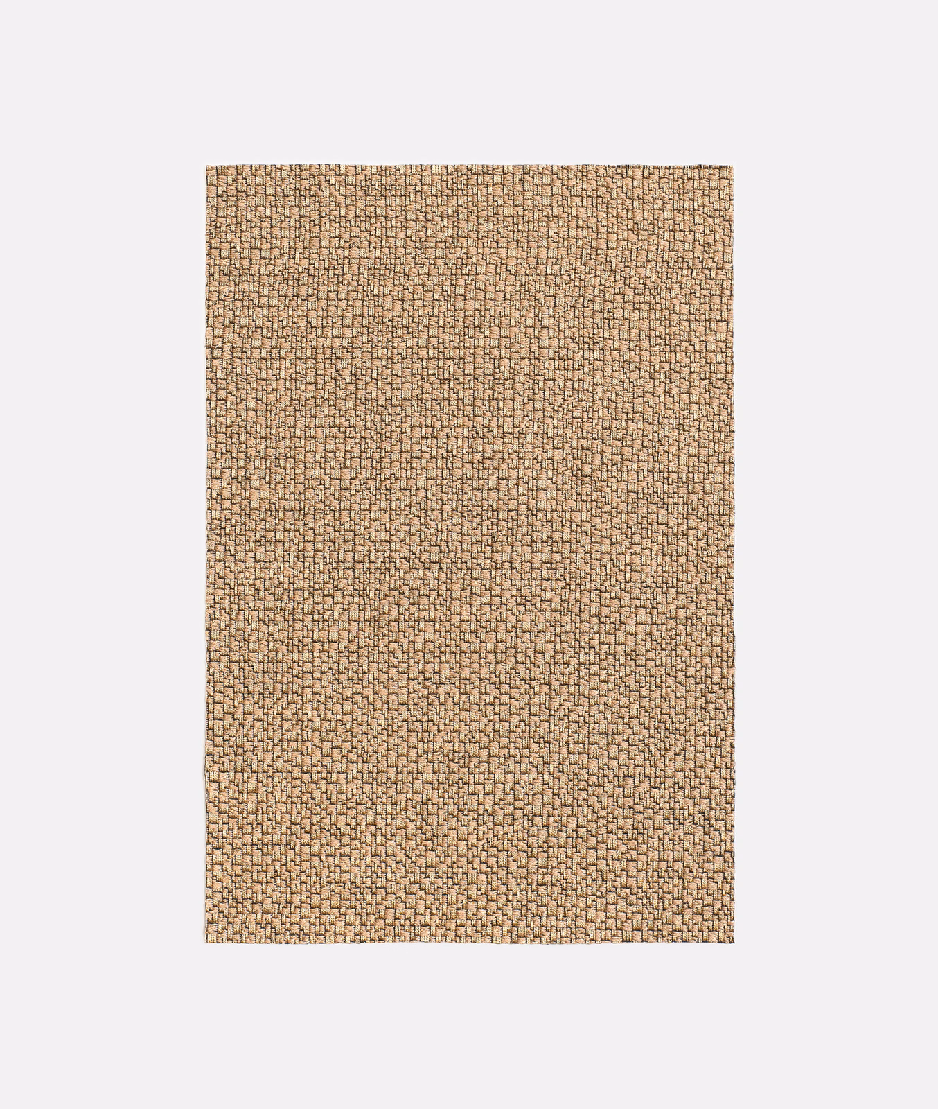 Warm antique-gold jacquard with tiny dark interlocking geometric weave