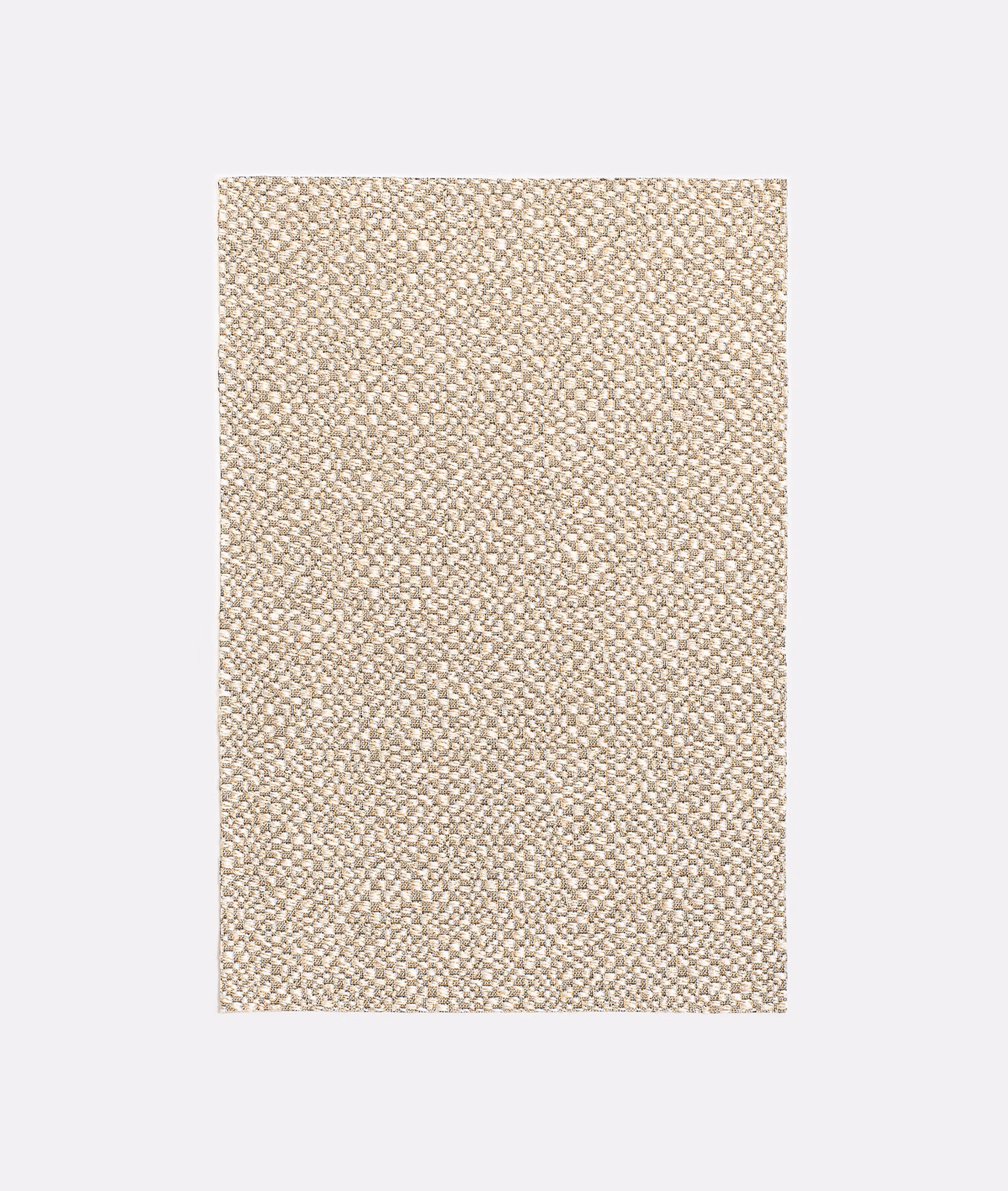Warm ivory-beige jacquard swatch with a tightly nubby, tonal woven texture