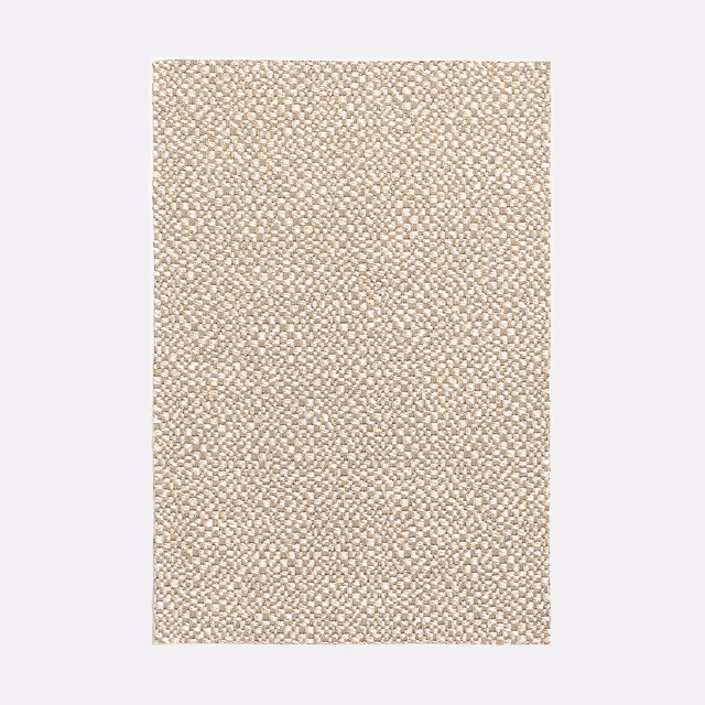 Warm ivory-beige jacquard swatch with a tightly nubby, tonal woven texture