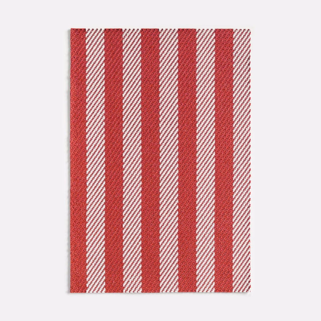 Deep amarena-red jacquard with pale diagonal stripe detailing in vertical bands