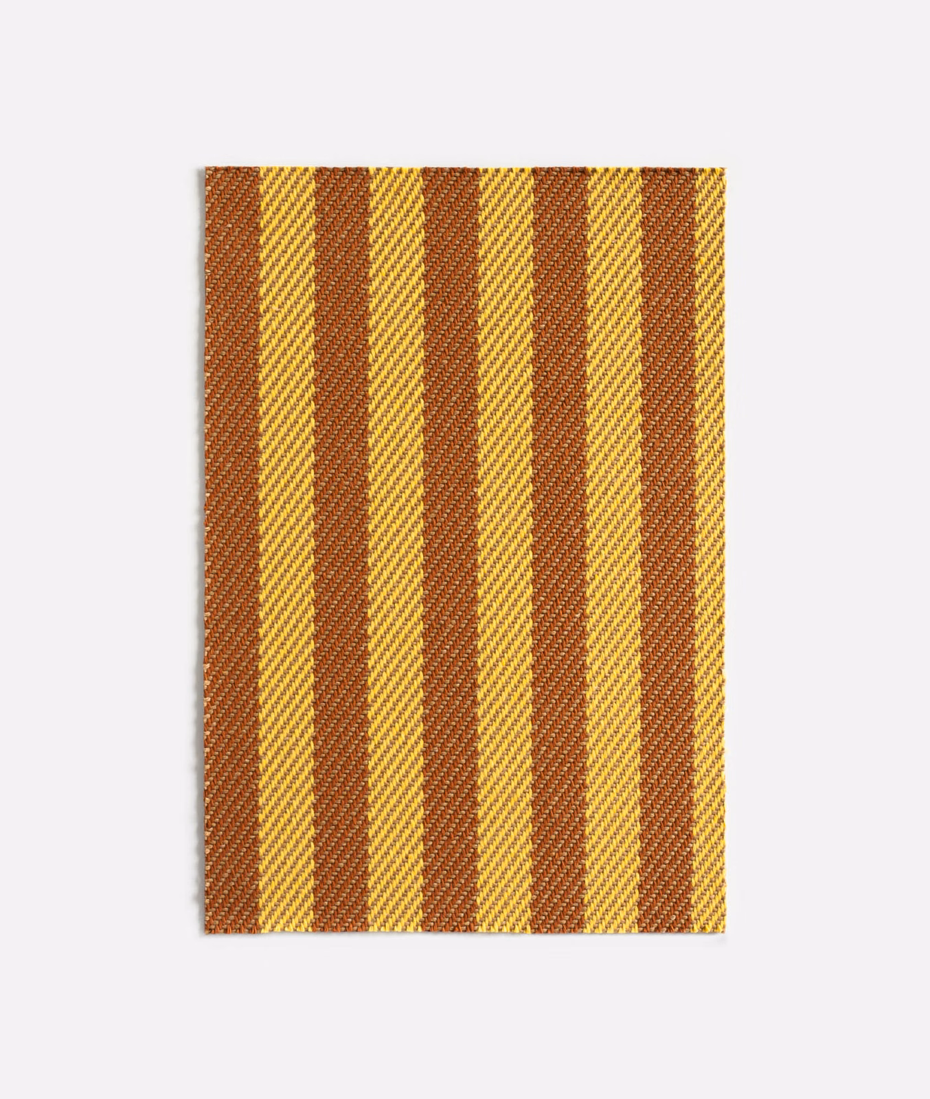 Ochre-yellow and russet-brown vertical jacquard stripes with a fine diagonal weave