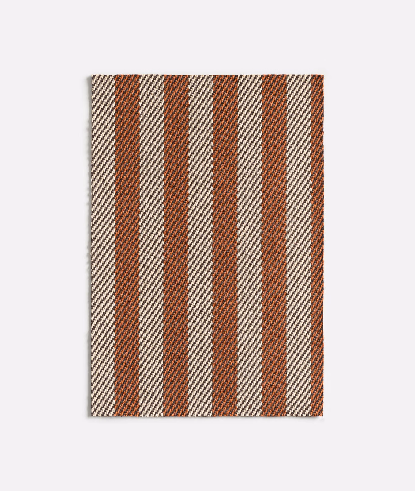 Tobacco and cream vertical stripes with a fine diagonal jacquard weave