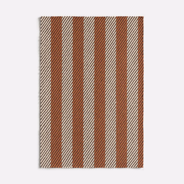 Tobacco and cream vertical stripes with a fine diagonal jacquard weave