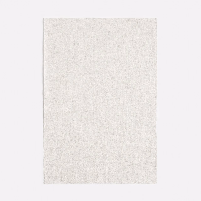 Pale silver-grey woven textile swatch with a fine, lightly mottled linen-look texture