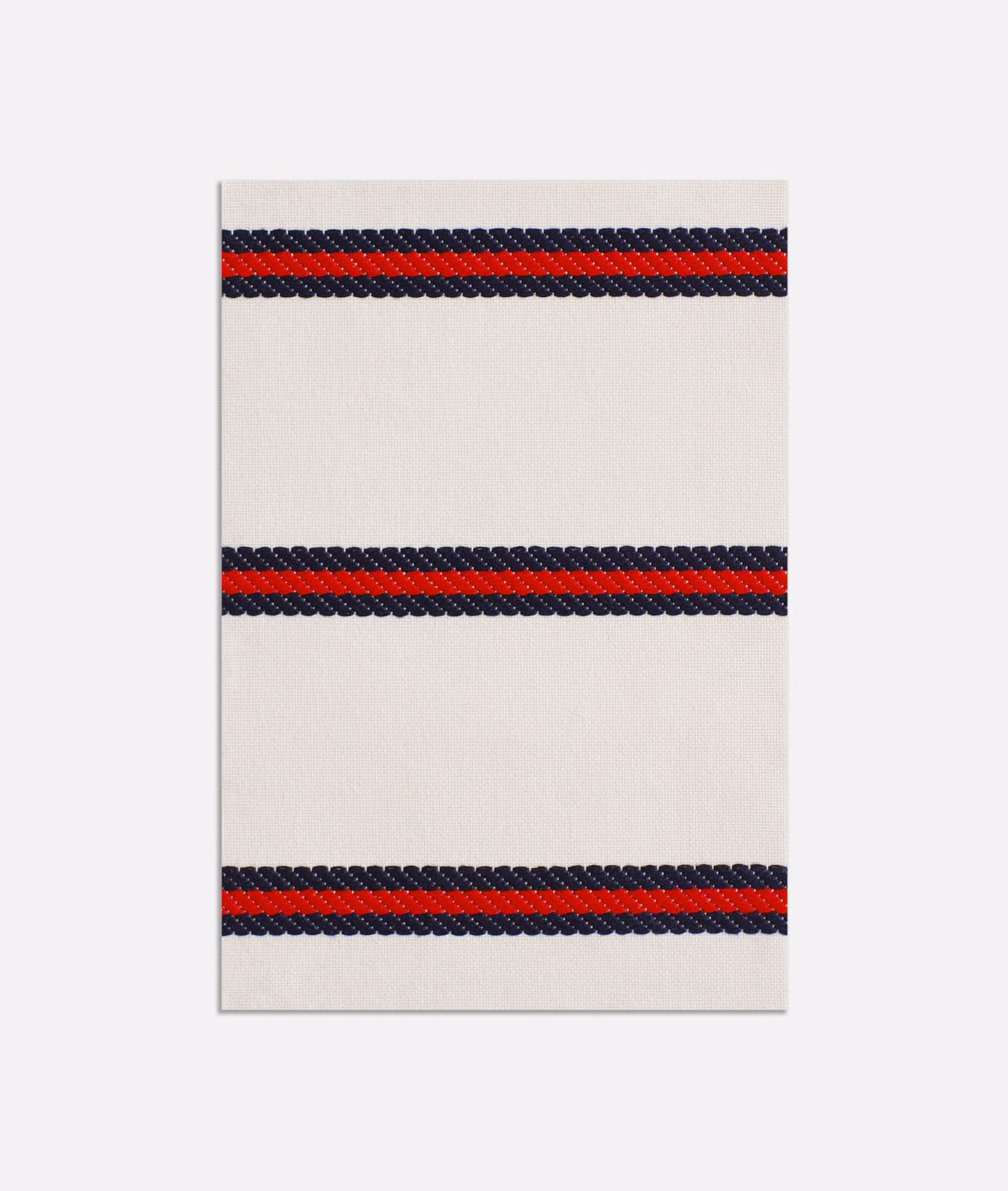 Cream jacquard with evenly spaced navy and rouge horizontal stripes
