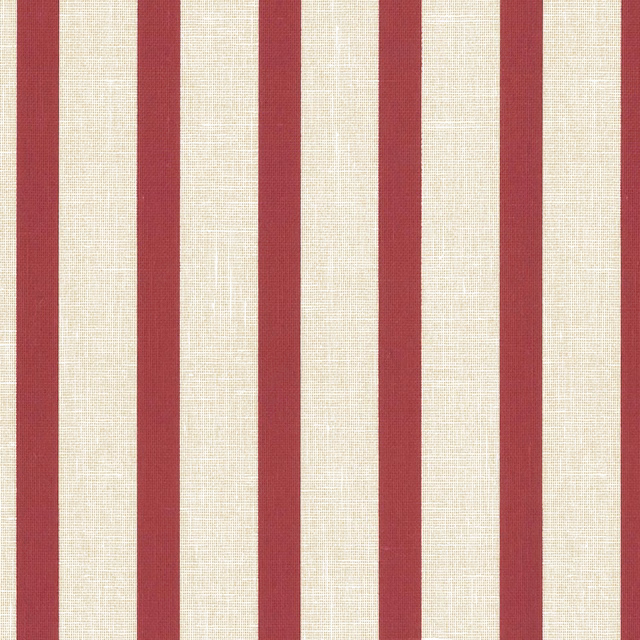 Amarena red and ivory vertical stripes over a fine woven fabric texture
