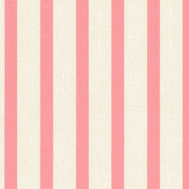 Cream textile with warm peonia-pink vertical stripes and a fine woven crosshatch