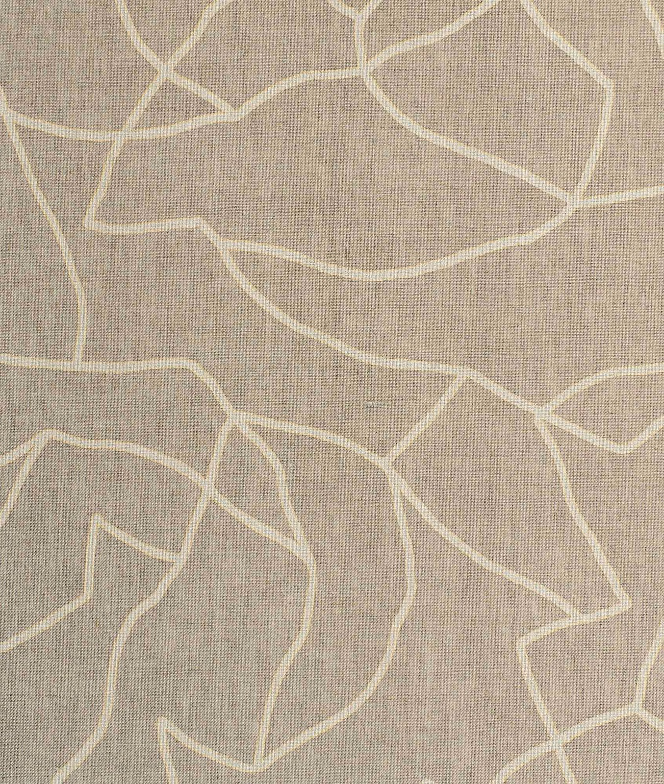 Taupe-grey fine weave crossed by irregular ivory abstract outlines