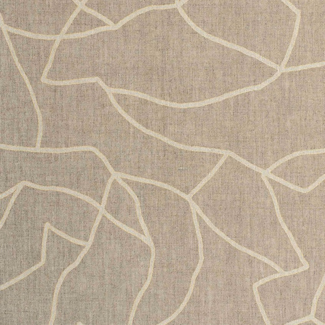 Taupe-grey fine weave crossed by irregular ivory abstract outlines