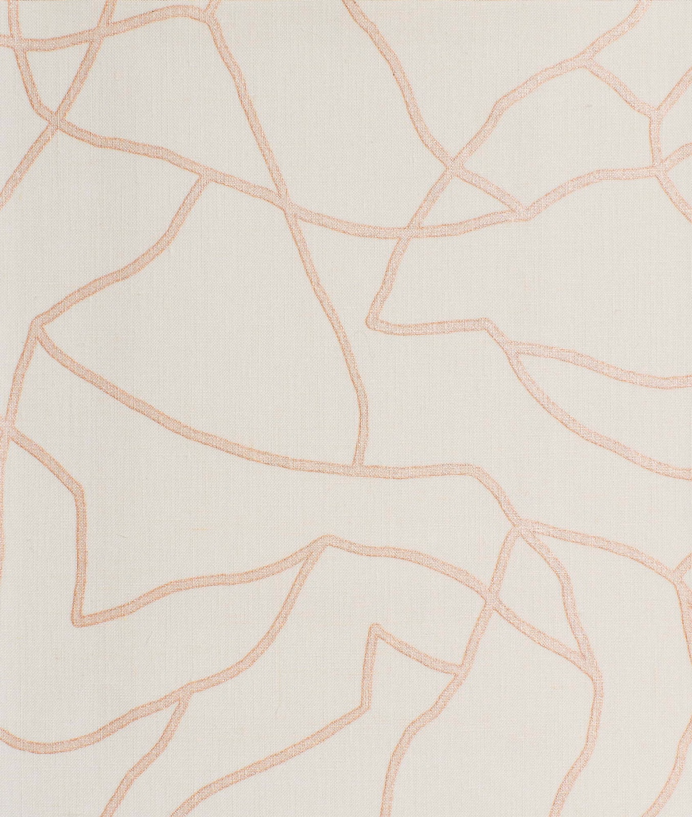Ivory fabric with irregular blush-pink branching lines and fine vertical texture