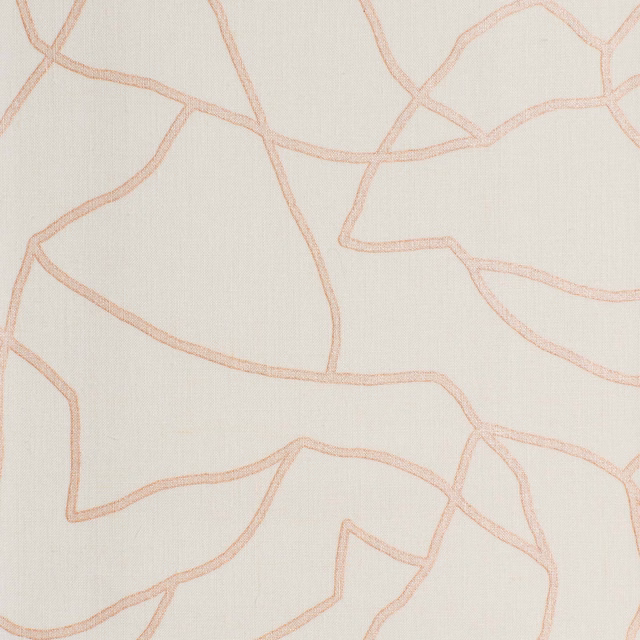 Ivory fabric with irregular blush-pink branching lines and fine vertical texture