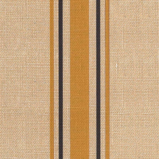 Warm beige textile with ochre and charcoal vertical stripes over a fine grid