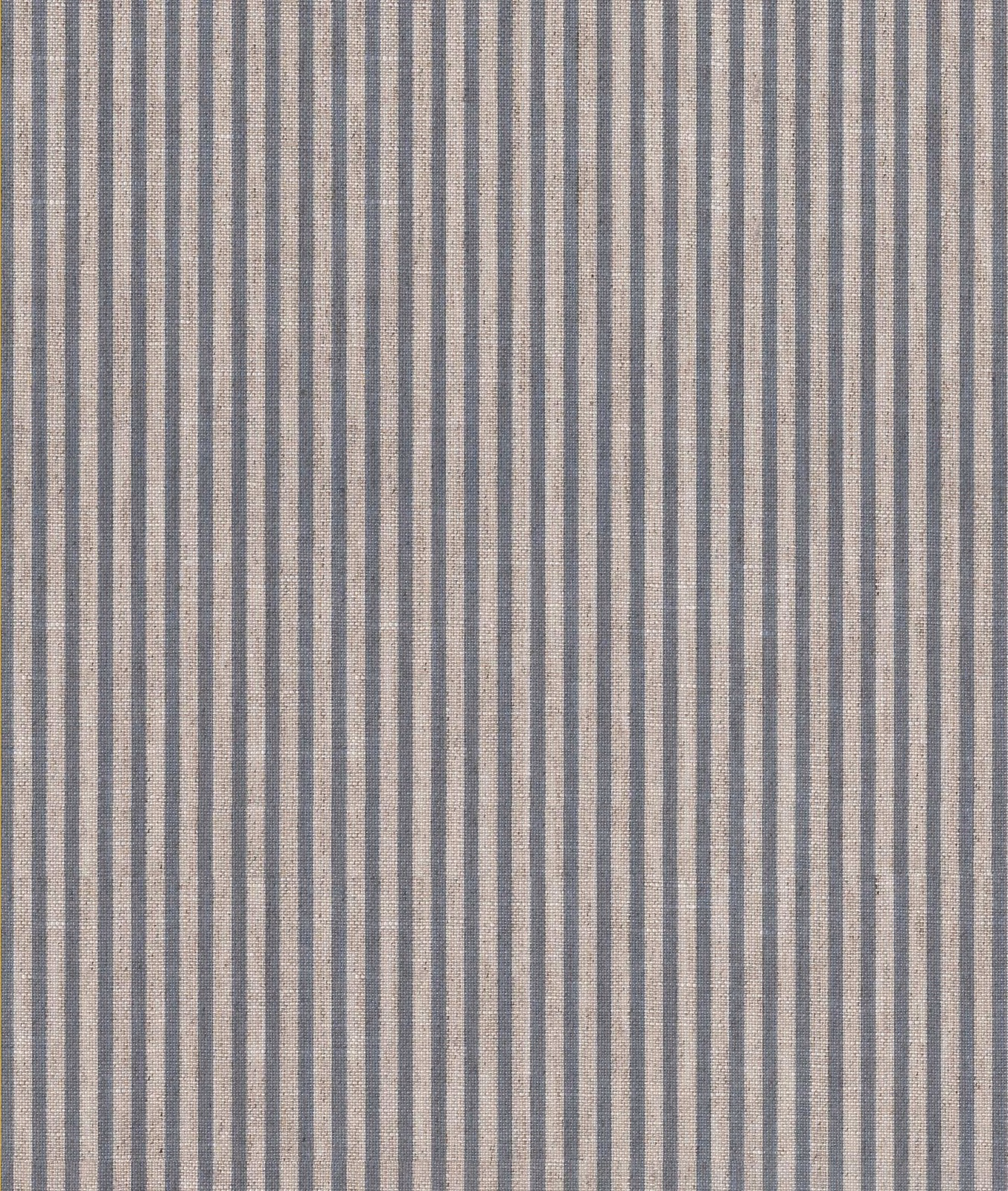Fine blue-grey and taupe vertical stripes with a lightly textured textile surface