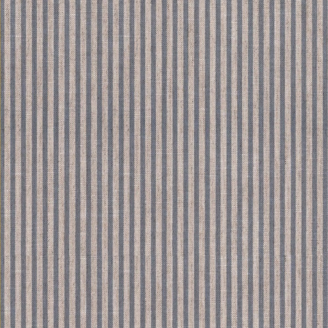 Fine blue-grey and taupe vertical stripes with a lightly textured textile surface