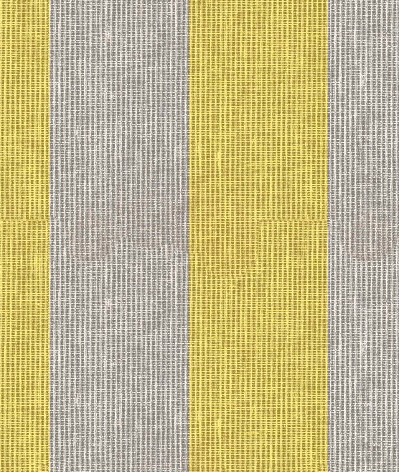 Limone yellow and pale grey vertical striped fabric with fine crosshatched texture