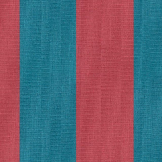 Raspberry and teal vertical stripes with a fine, subtly textured woven surface