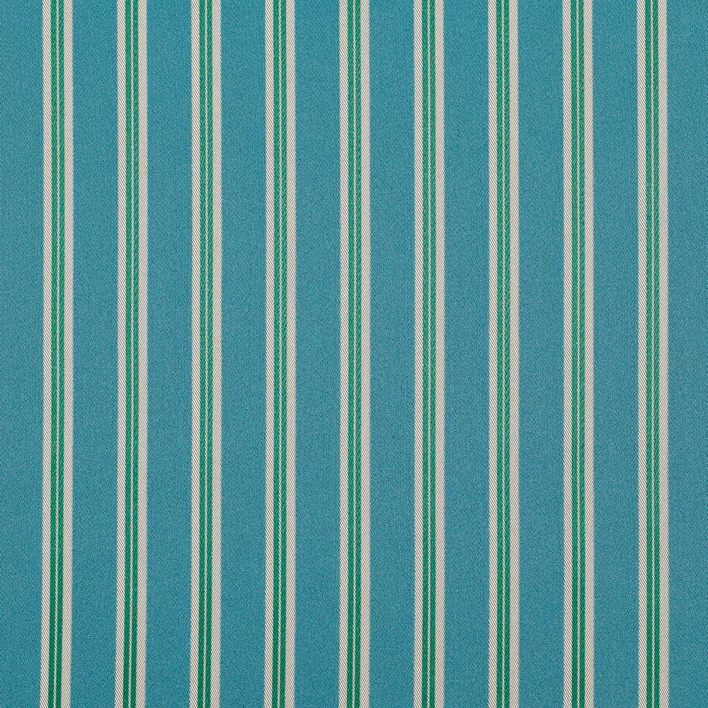 Deep turquoise teal satin with fine vertical ivory and aqua stripes