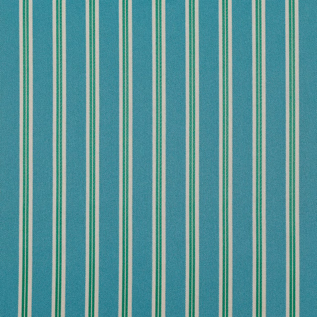 Deep turquoise teal satin with fine vertical ivory and aqua stripes
