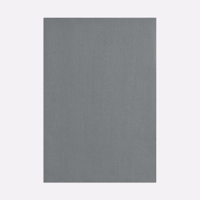 Cool mid-grey satin weave with a restrained vertical grain and soft sheen