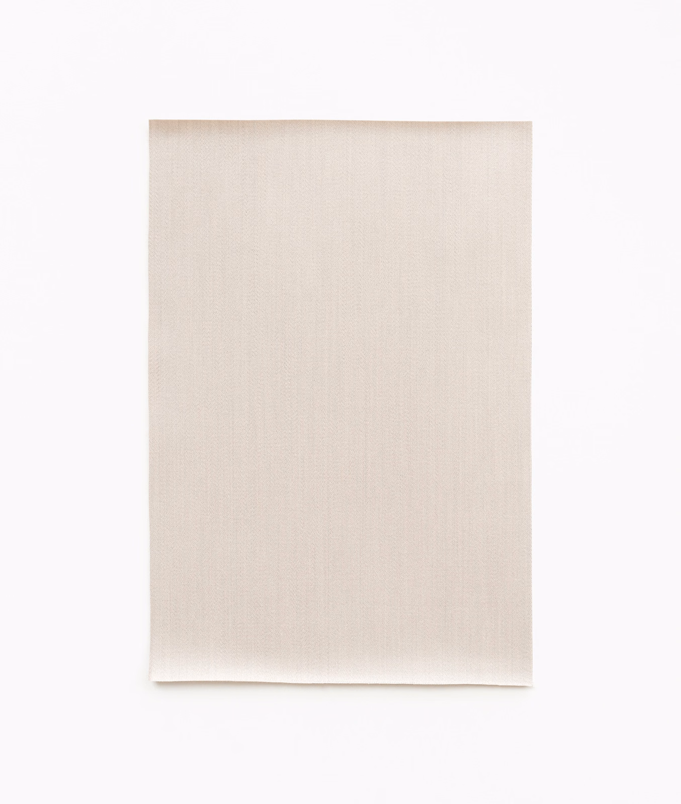 Pale beige satin with subtle vertical melange weave and softly curled lower edge
