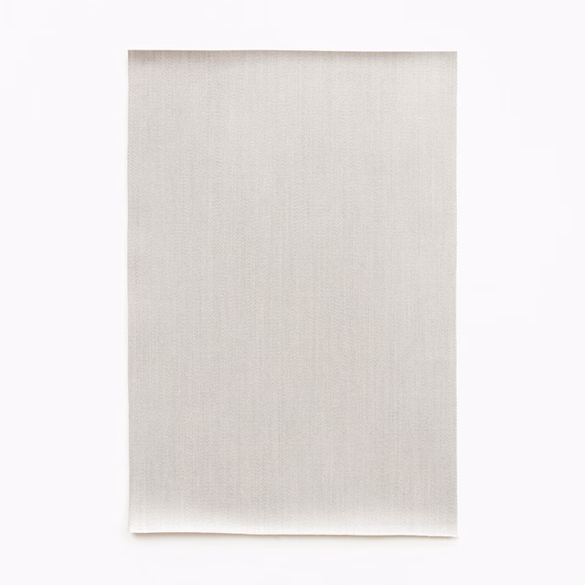 Pale pearl-grey satin swatch with a delicate vertical melange texture