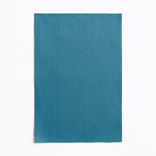 Deep teal-blue plain satin swatch with fine vertical weave and subtle sheen