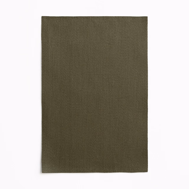 Deep olive satin fabric swatch with fine vertical grain and subtle sheen