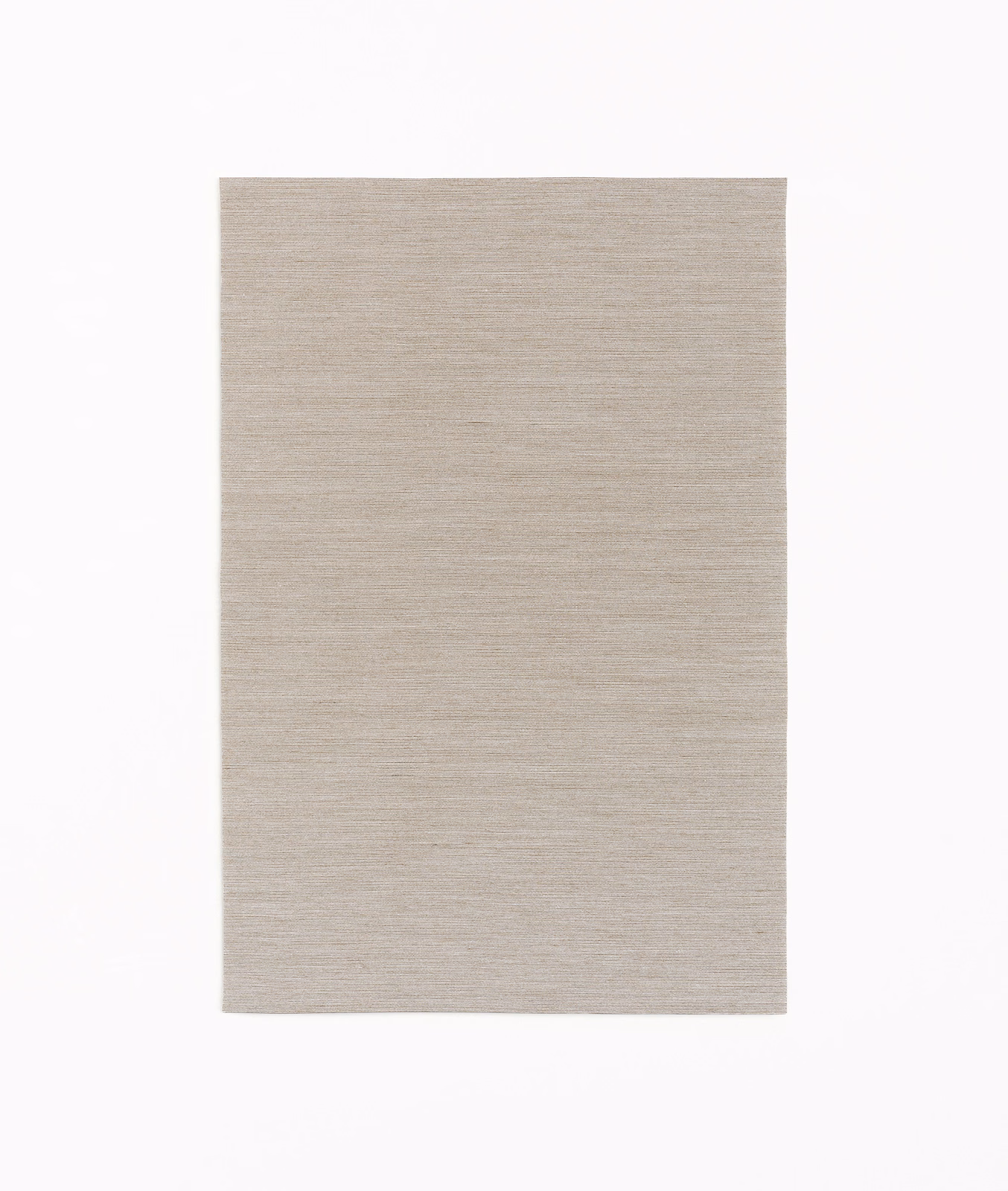 Warm taupe satin fabric with fine horizontal woven texture on a pale swatch