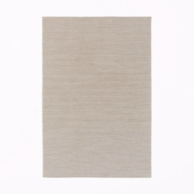 Warm taupe satin fabric with fine horizontal woven texture on a pale swatch