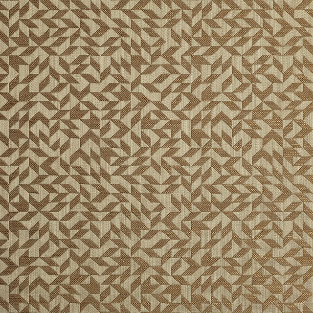 Warm bronze-taupe textile with dense brown angular chevrons and finely textured weave