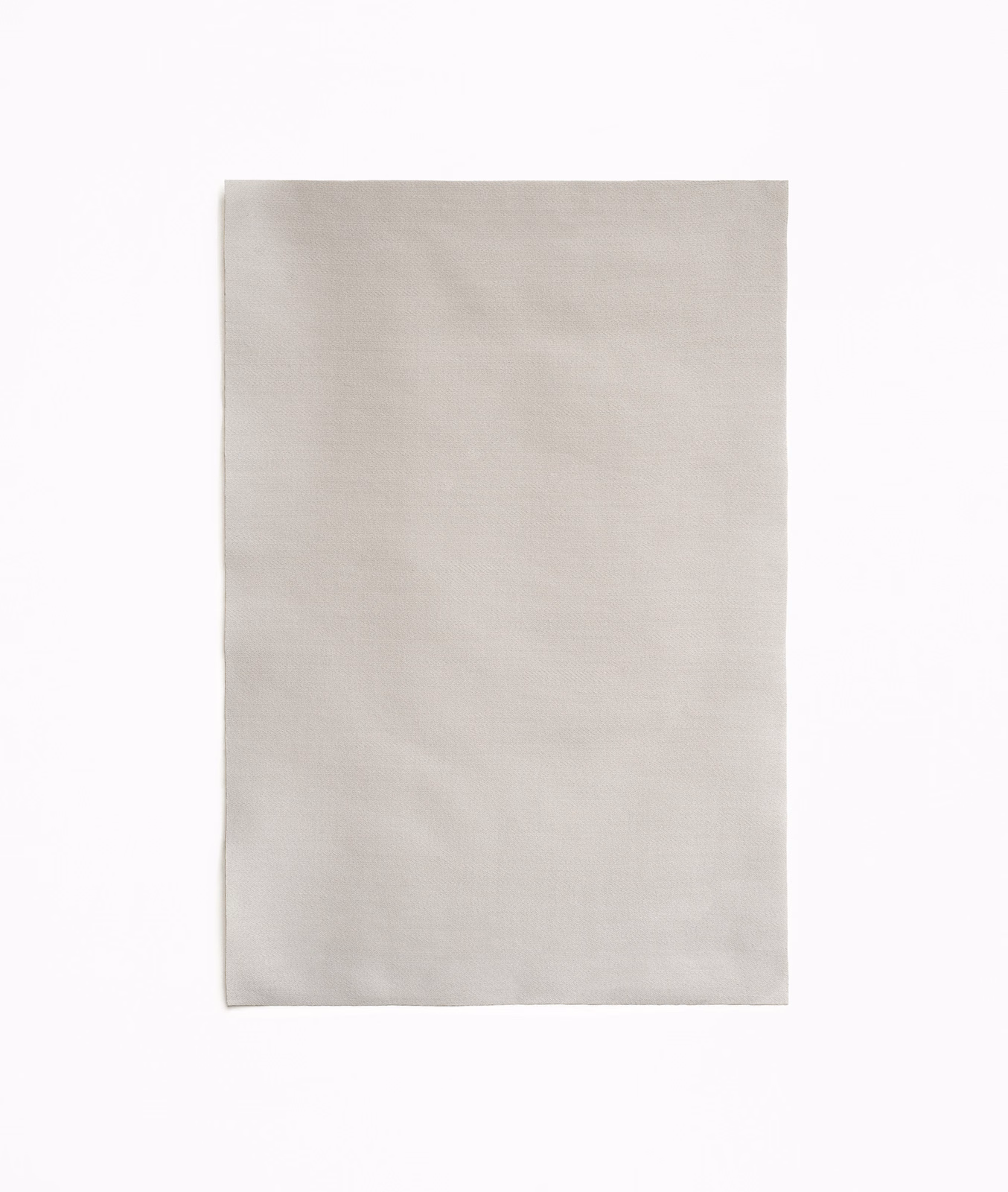 Pale acier-grey satin swatch with a restrained horizontal sheen