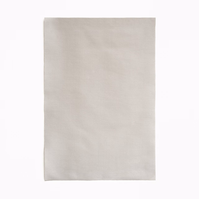Pale acier-grey satin swatch with a restrained horizontal sheen