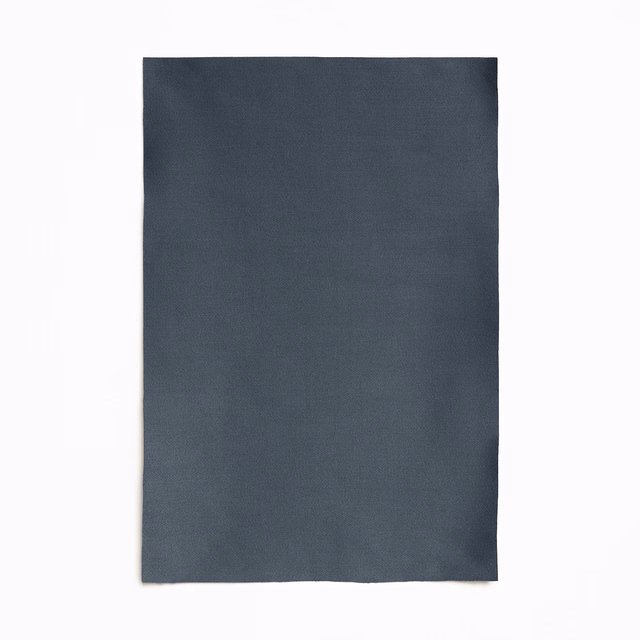 Deep slate blue-grey plain satin swatch with a fine woven texture and subtle sheen