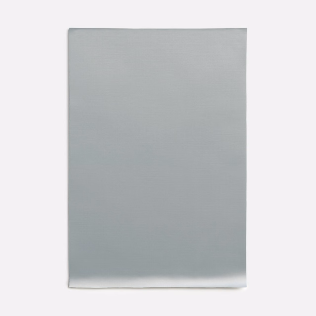 Pale blue-grey satin swatch with fine horizontal texture and soft sheen