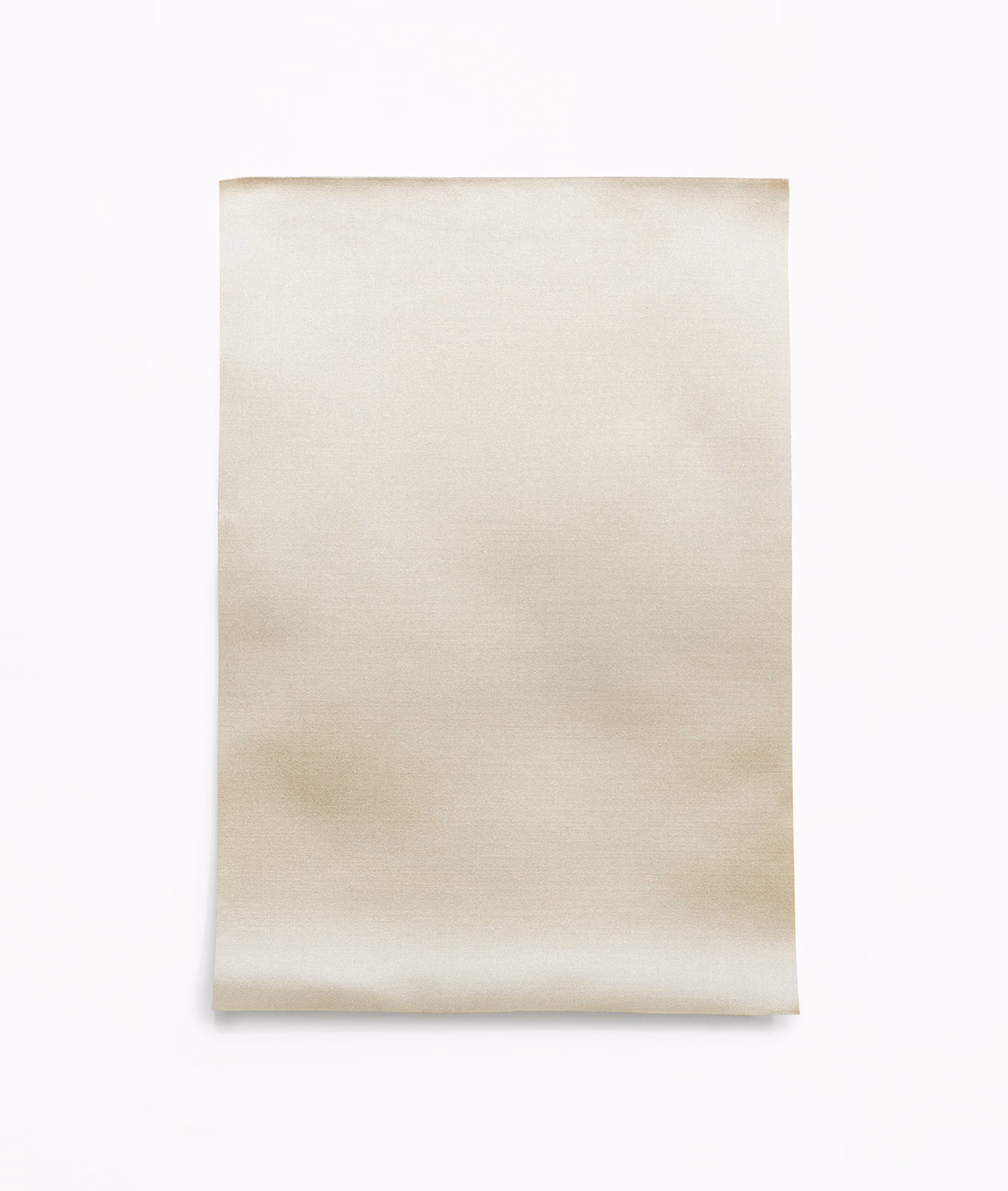 Warm ivory satin swatch with subtle horizontal texture and softly shaded lustre