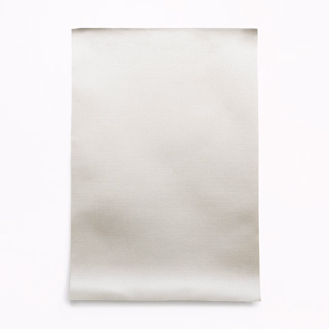Pale broken-white satin swatch with soft horizontal sheen and fluid drape