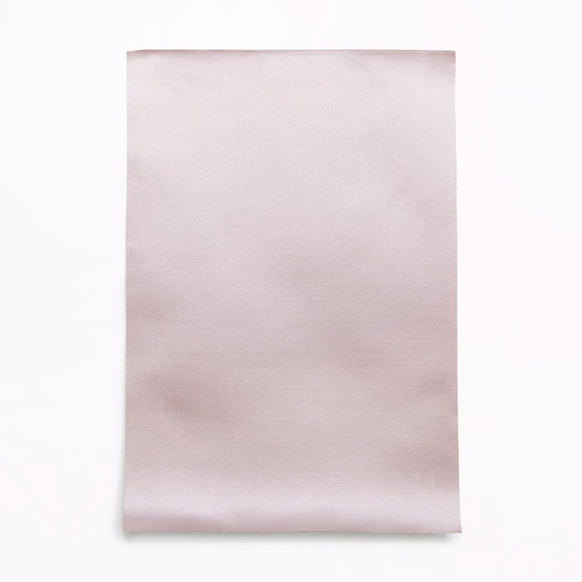Pale blush-pink satin swatch with soft mauve shading and horizontal sheen