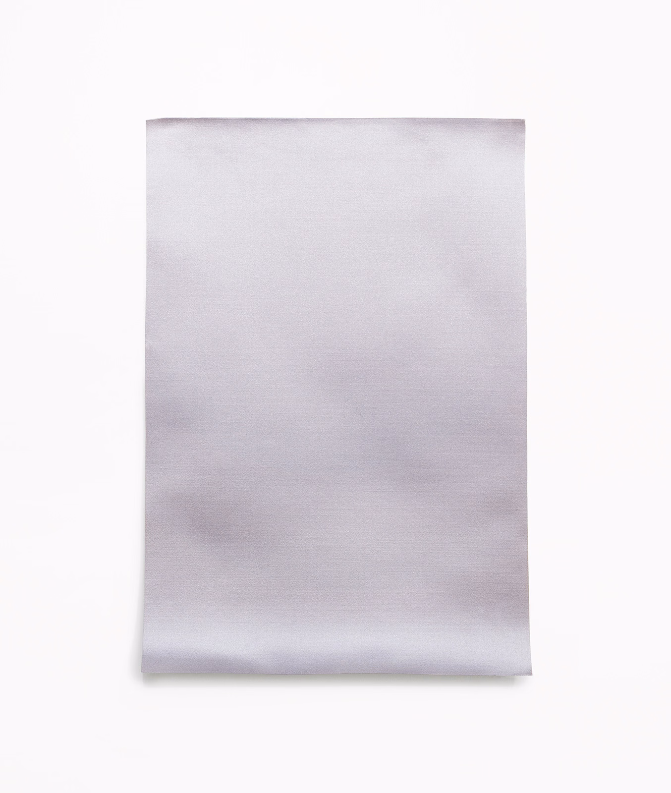 Pale cool lilac satin swatch with fine horizontal grain and silvery sheen